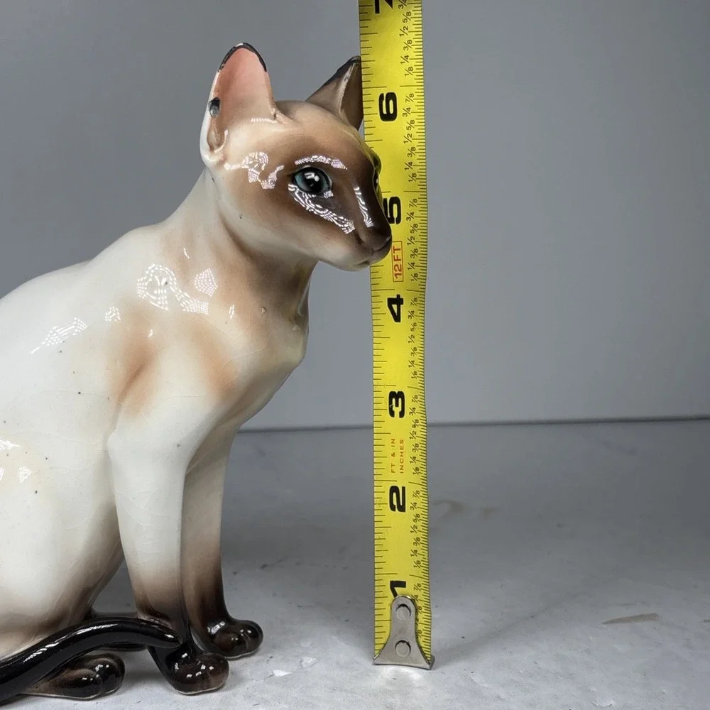 Vintage 1967 Chocolate Point‎ Siamese Cat Porcelain Figurine Japan